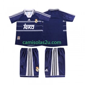 Camisolas de futebol Real Madrid 1999 Retro Criança Equipamento Alternativa 1998 Manga Curta